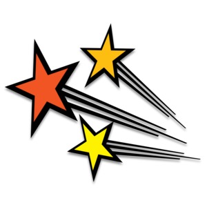 An image of a set of stars with trails behind them.