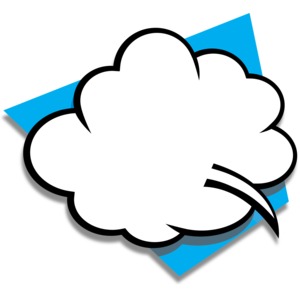 An image of a a retro cloud chat expression.