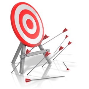 Many arrows miss a standing target.