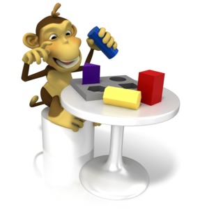 An image of a monkey taking an intelligent test.