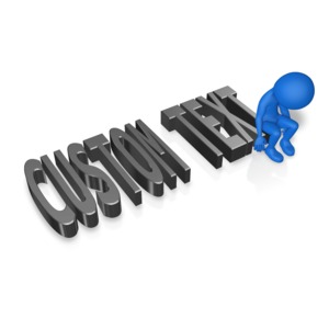 A depressed figure sits on the end of Custom Text.  Change the text in the customizer to your own words. &lt;br&gt;&lt;br&gt; &lt;FONT COLOR=&quot;F93636&quot;&gt;For best results use CAPITAL LETTERS with four or more letters.&lt;/FONT&gt;