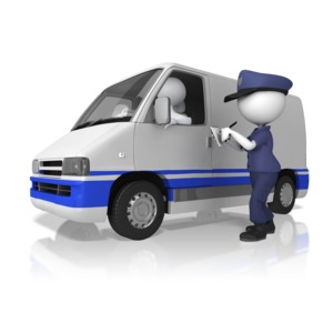 A stick figure is shown giving another stick figure a speeding ticket.