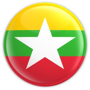 Myanmar flag in the form of a button.