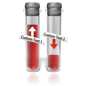 An image of two blood test tubes with space to put custom text on both.