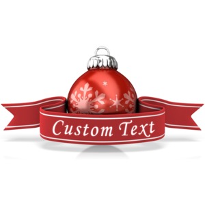This custom text clipart shows a custom text banner in front of a ornament.