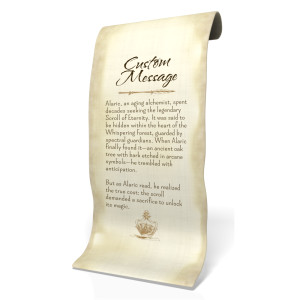 A old piece of paper is shown with room to put your own custom text.