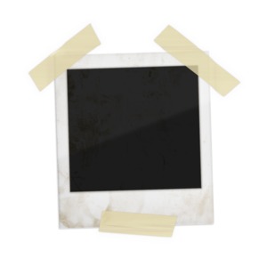 This clip art image shows an old time photo taped up.