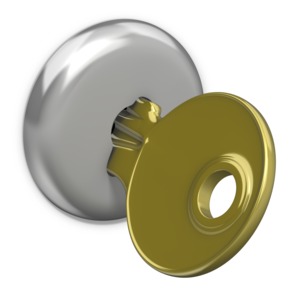 This clip art image shows a golden key inserted 