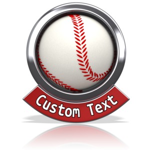 An image of a baseball with a custom text banner below.