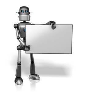 An image of a robot displaying a blank sign.