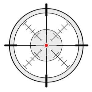 This clip art image shows a set of crosshairs.