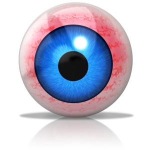 This clip art image shows an irritated eyeball.