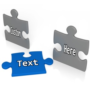 One puzzle piece is out of line from the other two  with room for custom text on all three.