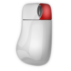 This clip art image shows a mouse with the right button highlighted