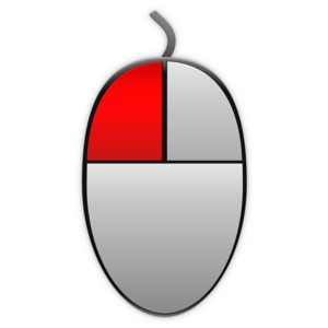This clip art image shows a mouse icon with the left button highlighted.