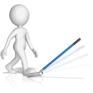 This clip art image shows figure stepping on a rake.