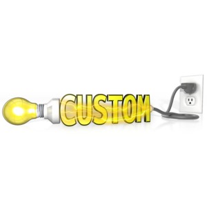 This clip art image shows a chord plugged in to a socket which is connected to custom text and a light bulb.