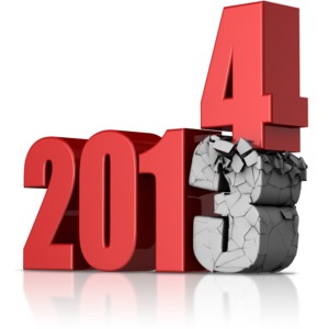 This clip art image shows a four crushing a three in the new year switch.