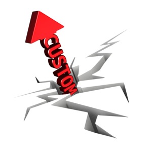 An image of a custom text arrow breaking through the cracked ground. Use all capital letters for best result.