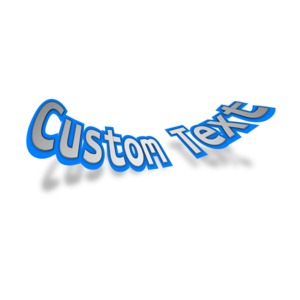 Custom text is shown bent in the stylized clip art.