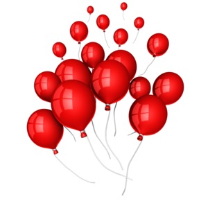 This clip art shows a group of balloons floating away.