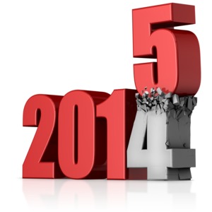 This clip art image shows a five crushing a four in the coming new year switch.