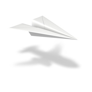 An image of a paper airplane with a airline shadow.