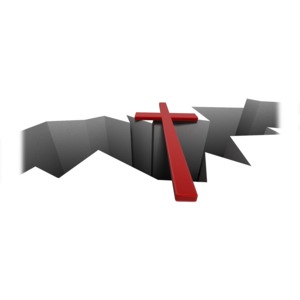 An image of a cross bridging the gap.