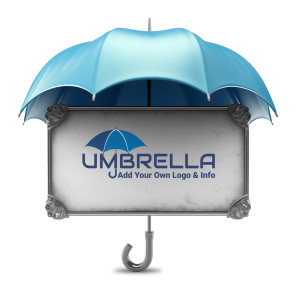 Customize this clipart of a umbrella sheltering a sign from the elements.  Add text, images, or a logo to the sign and download.