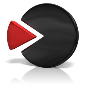 This clip art shows a key piece of a pie chart being inserted.