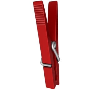 This clip art image shows a red colored clothespin.