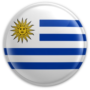 An image of Uruguay&#039;s flag on a badge.
