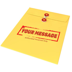This clip art image shows a sealed custom text envelope.