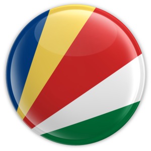 An image of the flag of Seychelles on a button.