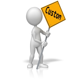 A image of a stick figure holding a custom text sign.