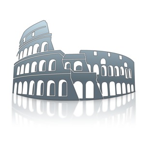 This clip art image shows a simple icon of the Rome Colosseum located in Italy.