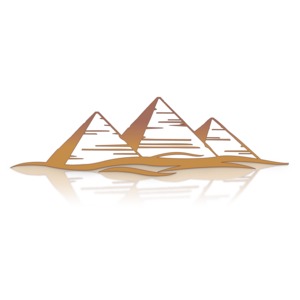 This clip art image shows a simple icon of the Great Pyramids.