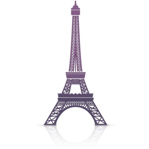 This clip art image shows a simple icon of the Eiffel Tower located in France.