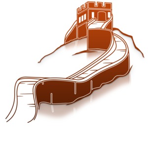 This clip art image shows a simple icon of the Great Wall of China.