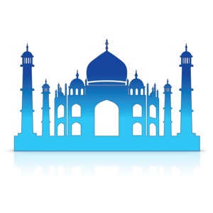 This clip art image shows a simple icon of Taj Mahal located in India.