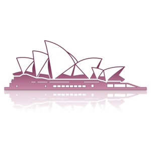 This clip art image shows a simple icon of the Sydney Opera House located in Australia.