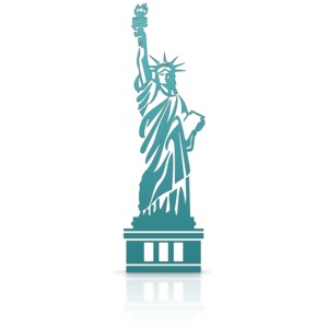 This clip art image shows the a simple icon of the Statue of Liberty located in the United States.