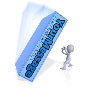 A stick figure is shown about to be crushed by a custom text box