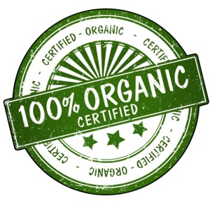 An image of a stamp pertaining to an organic concept or product label.