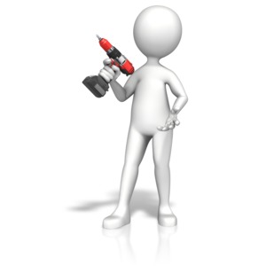 An image of a figure holding a cordless drill.