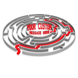 This custom clip art shows a maze with a path leading to the center where it meets custom text that you can change to your own words using the text customzier.