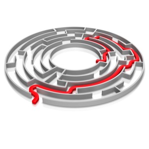 This clip art shows a maze that has been solved.