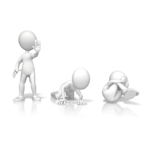 An image of a stick figure stop, dropping and rolling.