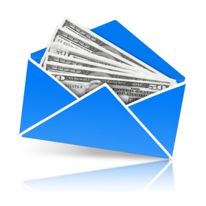 An image of a colored envelope with US currency.