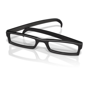 This clip art image shows a pair of retro eye glasses.